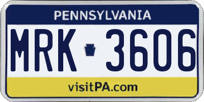 PA license plate MRK3606