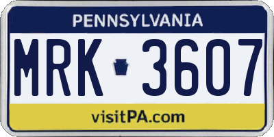 PA license plate MRK3607