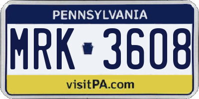 PA license plate MRK3608
