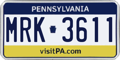 PA license plate MRK3611