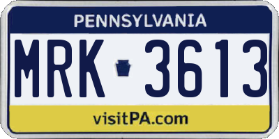 PA license plate MRK3613
