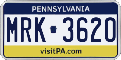 PA license plate MRK3620