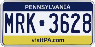 PA license plate MRK3628