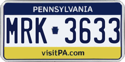 PA license plate MRK3633