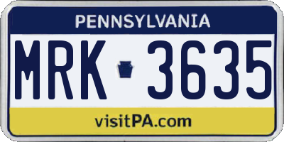 PA license plate MRK3635