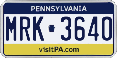 PA license plate MRK3640