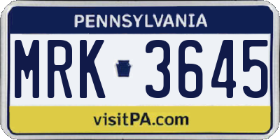 PA license plate MRK3645
