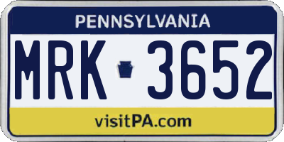 PA license plate MRK3652