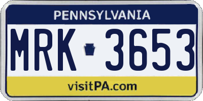 PA license plate MRK3653