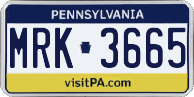PA license plate MRK3665