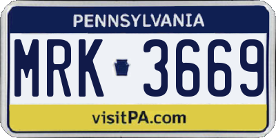 PA license plate MRK3669