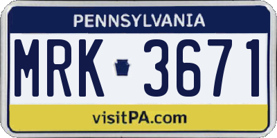 PA license plate MRK3671