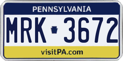 PA license plate MRK3672
