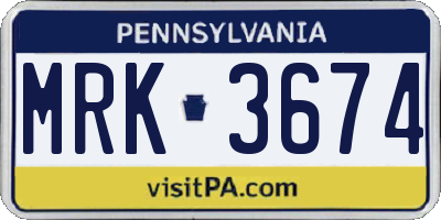PA license plate MRK3674