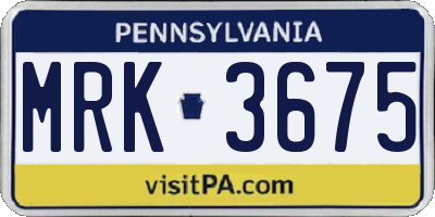 PA license plate MRK3675