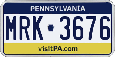 PA license plate MRK3676