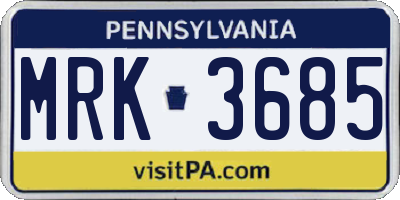 PA license plate MRK3685