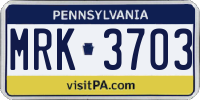 PA license plate MRK3703