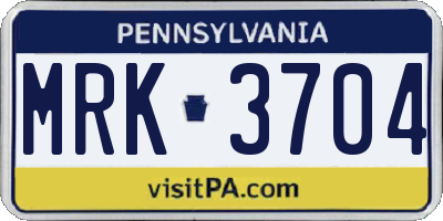 PA license plate MRK3704