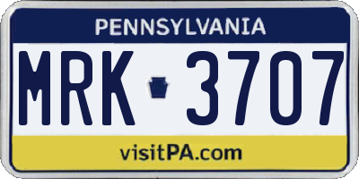 PA license plate MRK3707