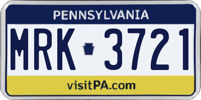 PA license plate MRK3721