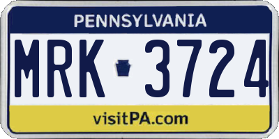 PA license plate MRK3724
