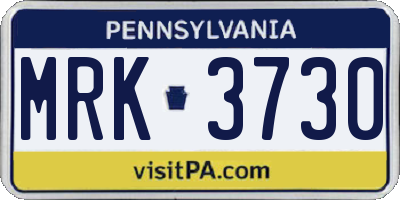 PA license plate MRK3730