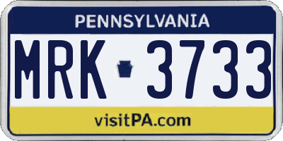 PA license plate MRK3733