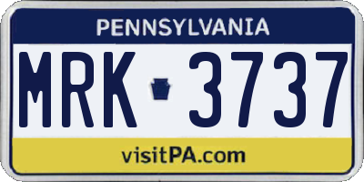 PA license plate MRK3737