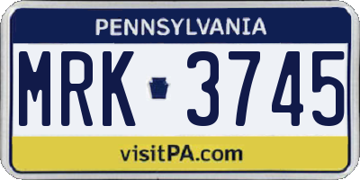 PA license plate MRK3745