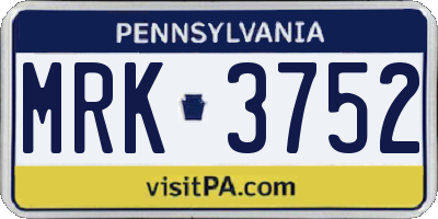 PA license plate MRK3752