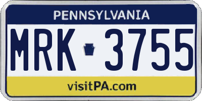 PA license plate MRK3755