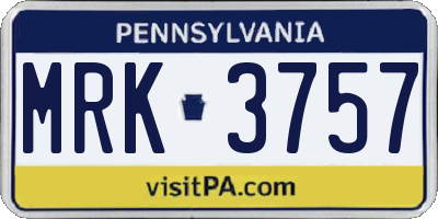 PA license plate MRK3757