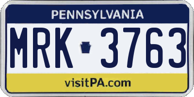 PA license plate MRK3763