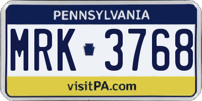PA license plate MRK3768