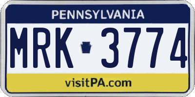 PA license plate MRK3774