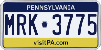 PA license plate MRK3775