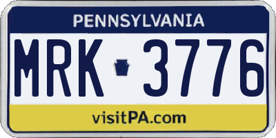 PA license plate MRK3776
