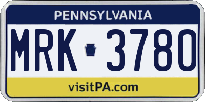 PA license plate MRK3780