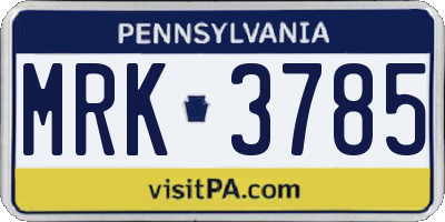 PA license plate MRK3785