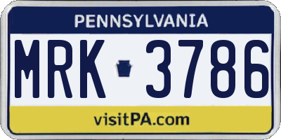 PA license plate MRK3786