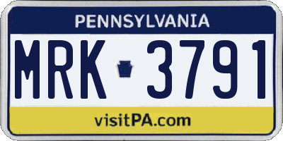 PA license plate MRK3791