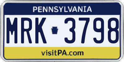 PA license plate MRK3798