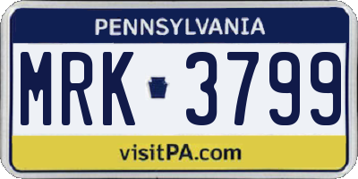 PA license plate MRK3799