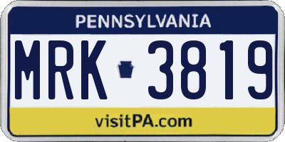 PA license plate MRK3819