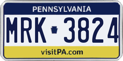 PA license plate MRK3824