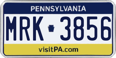 PA license plate MRK3856