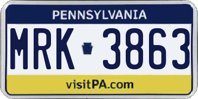 PA license plate MRK3863