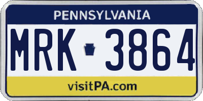 PA license plate MRK3864