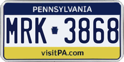 PA license plate MRK3868